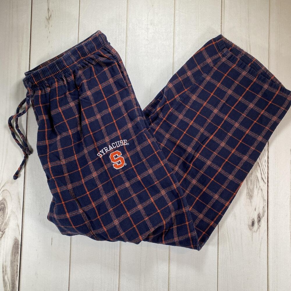 Syracuse Orange Pants Mens 2XL Navy Orange Plaid NCAA College Lounge Flannel